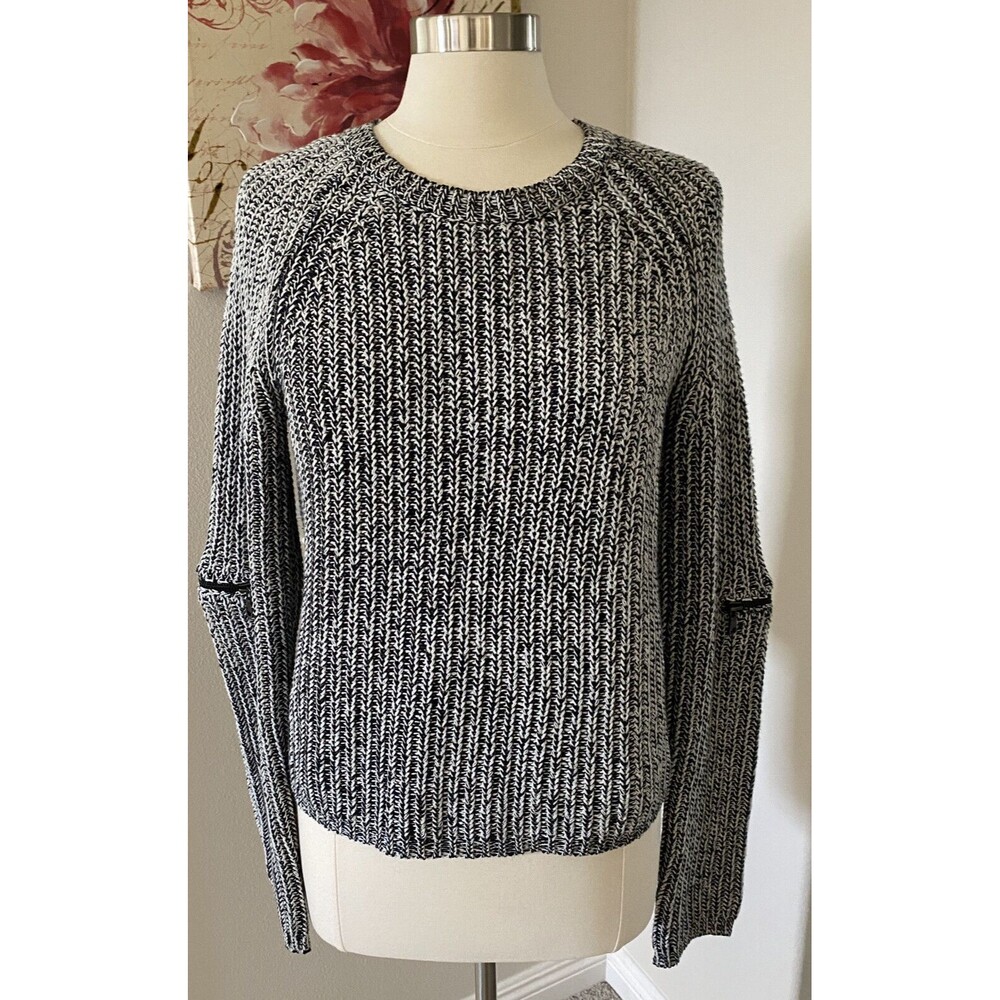 Anthropologie If It Were Me Size M Cable Knit Pullover Sweater Zippered Elbows